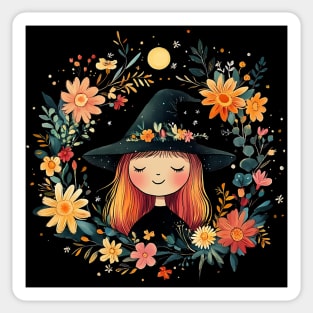 Fiery Red Witch Art – Enchanting Mystical Sorceress Illustration Sticker